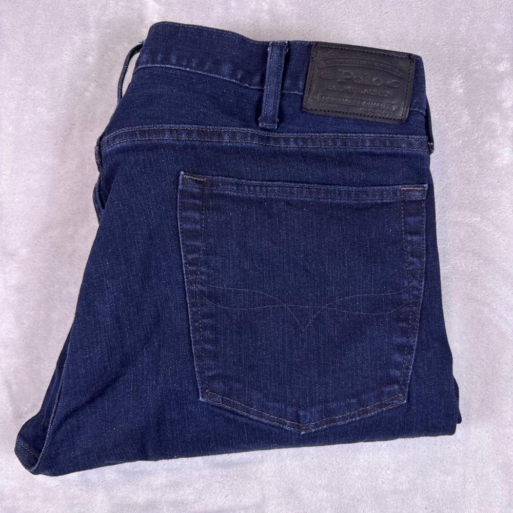 Polo Ralph Lauren Varick Slim Straight Dark Indigo Blue Jeans Mens 40x30 Stretch